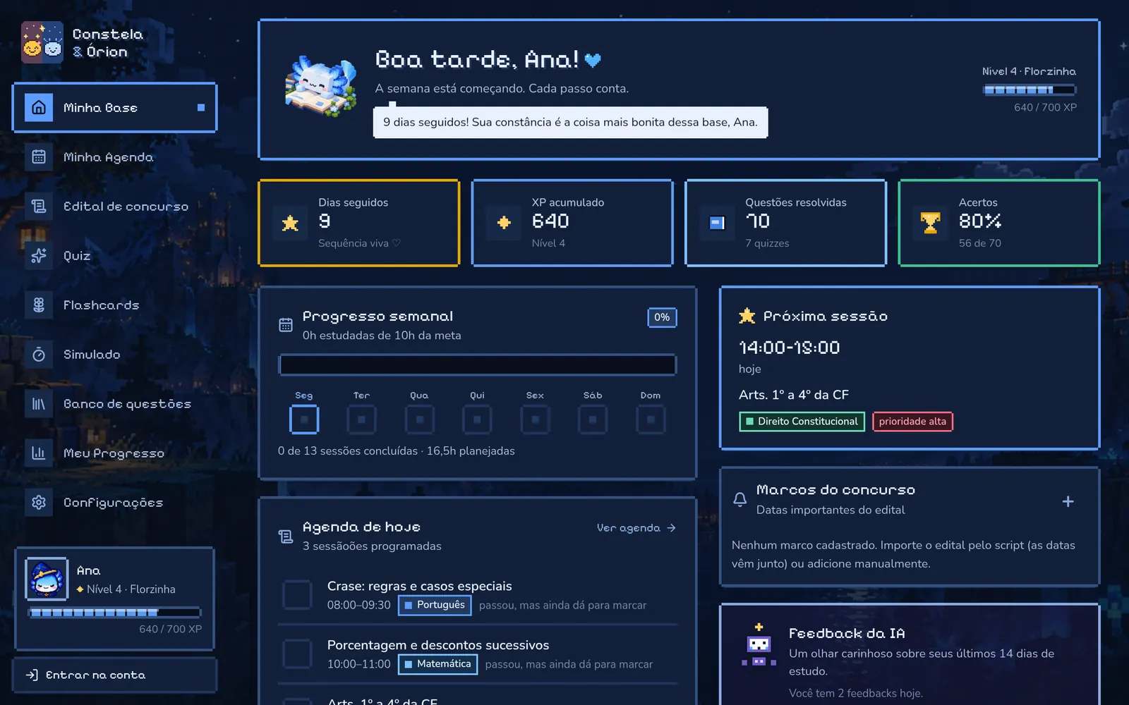 Prévia do app no computador: Minha Base